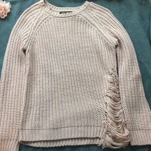 Long cozy pink rose sweater